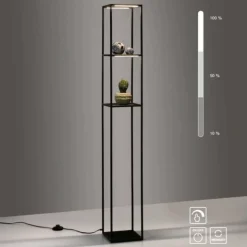 Piantana porta oggetti nera lampada led3000k dimmerabile
