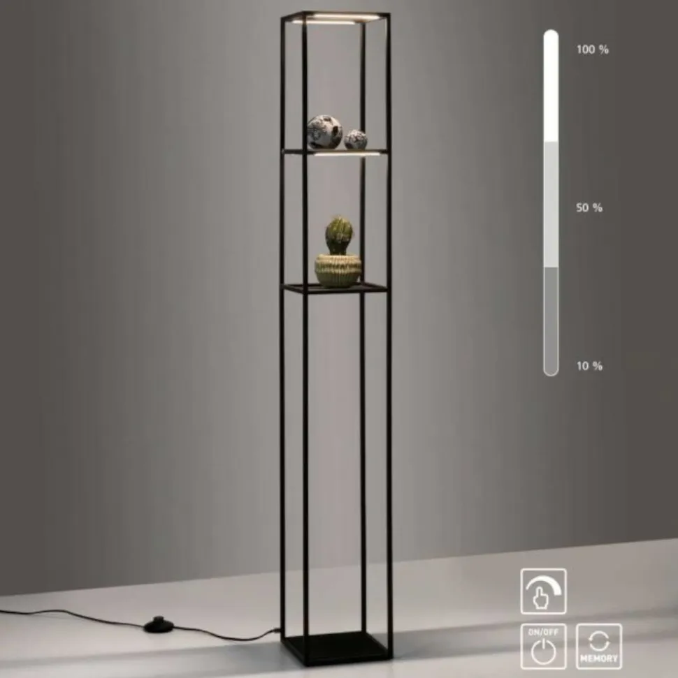 Piantana porta oggetti nera lampada led3000k dimmerabile