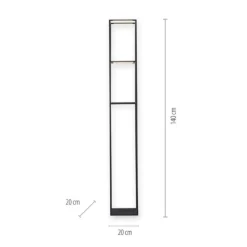 Piantana porta oggetti nera lampada led3000k dimmerabile