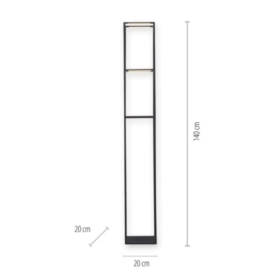 Piantana porta oggetti nera lampada led3000k dimmerabile
