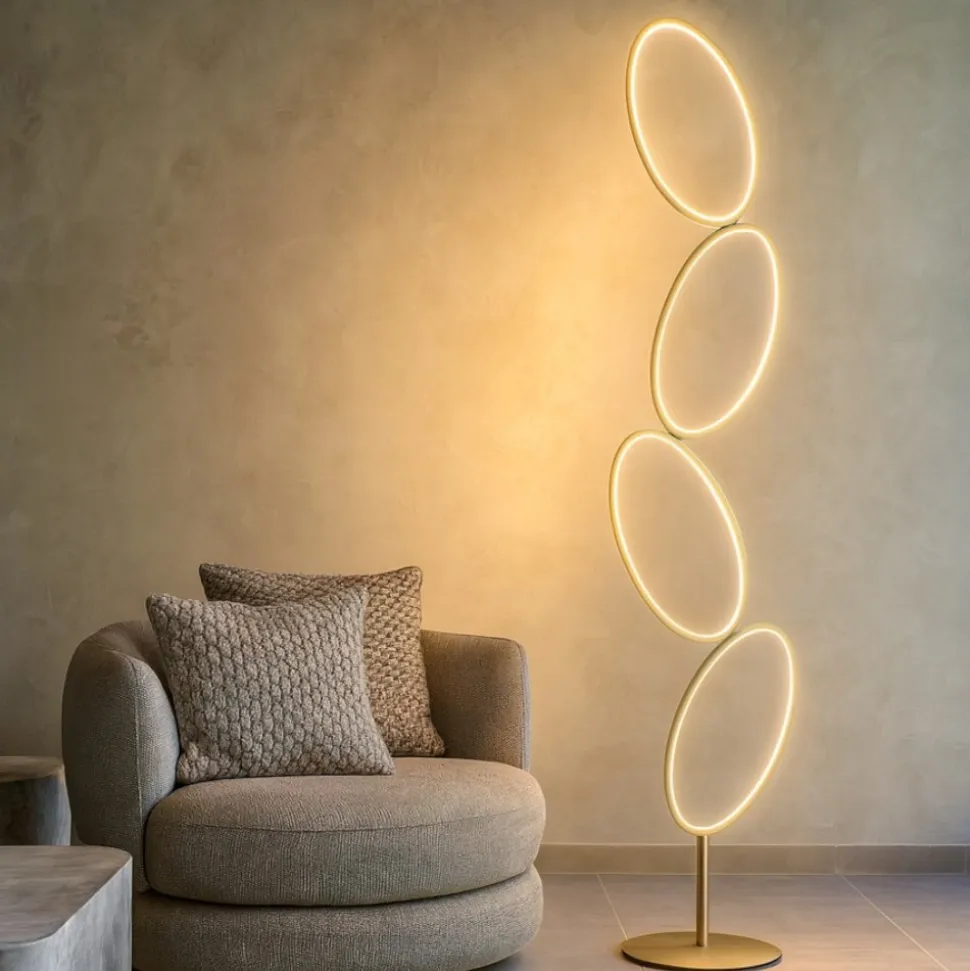 Piantana pt rice oro ondaluce moderna led dimmerabile