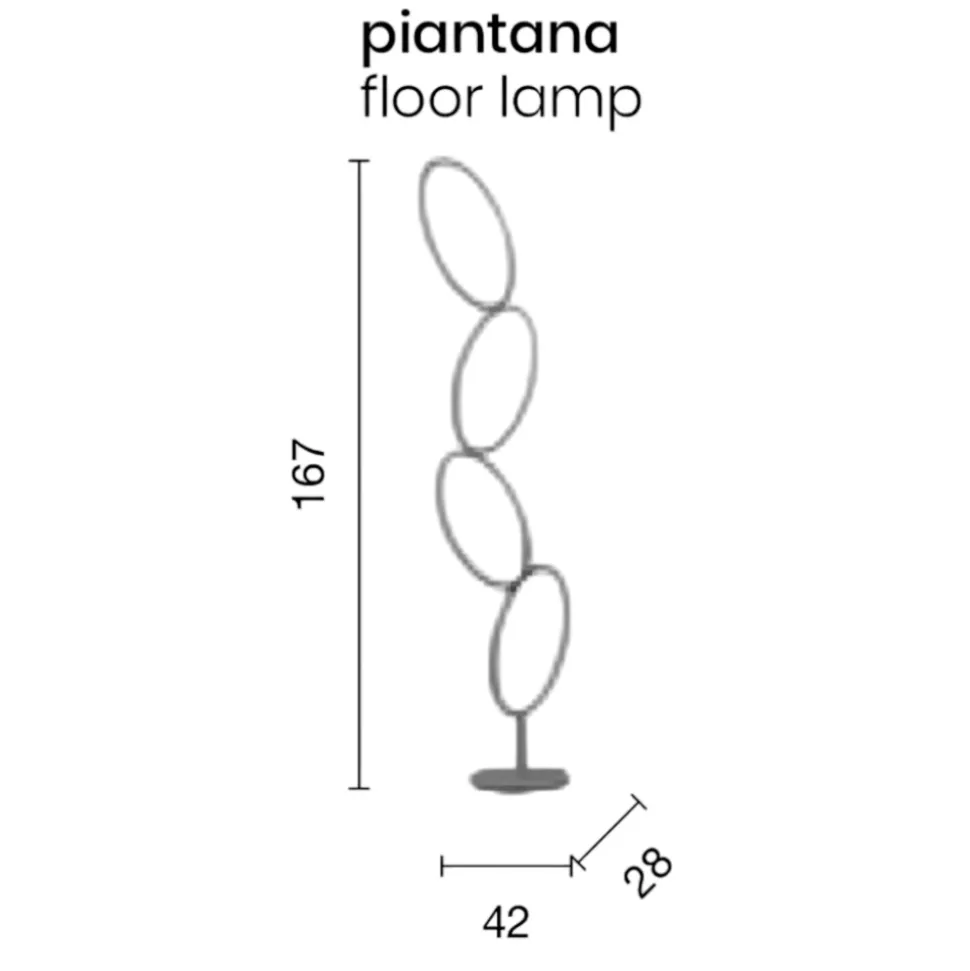 Piantana pt rice oro ondaluce moderna led dimmerabile