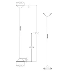 Piantana rossa moderna led 50w 2700k 3200k 4000k fabas luce tratto