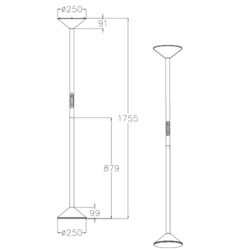 Piantana rossa moderna led 50w 2700k 3200k 4000k fabas luce tratto