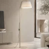Piantana sabbia piccolo arco metallo paralume tessuto lino