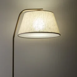Piantana sabbia piccolo arco metallo paralume tessuto lino