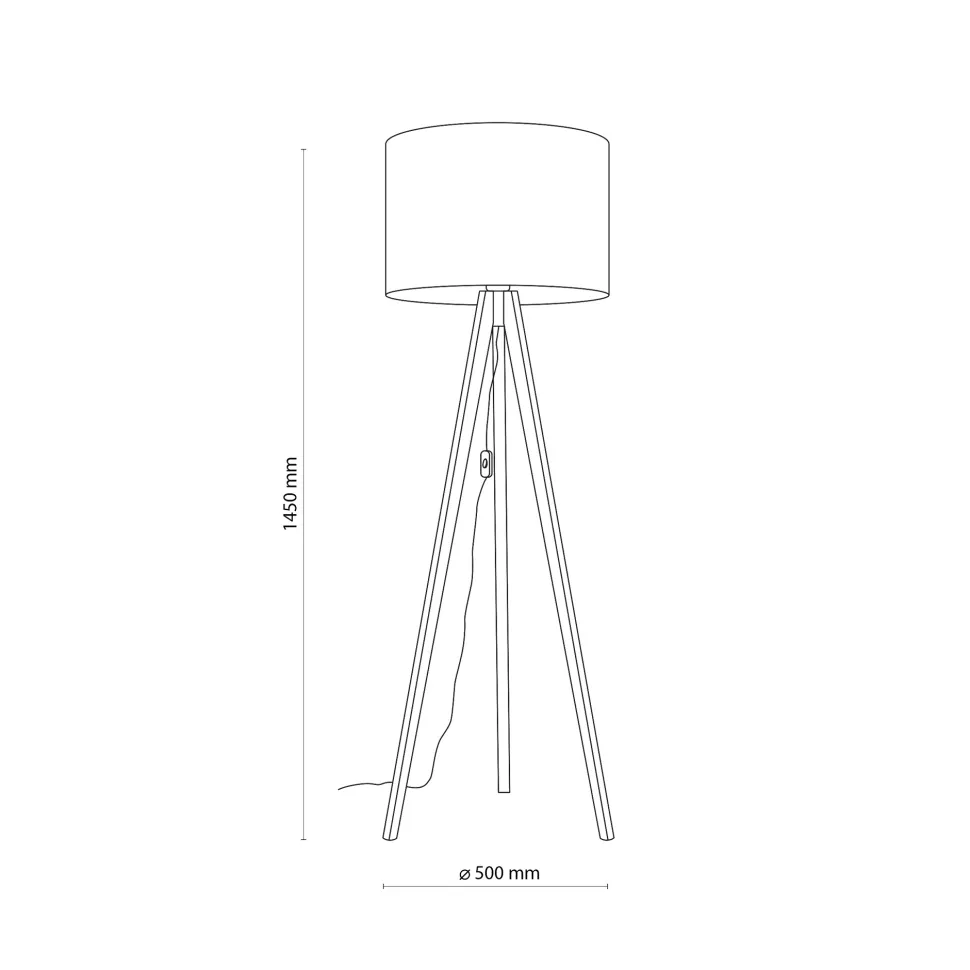Piantana scandinava tre piedi di legno noce paralume lino beige