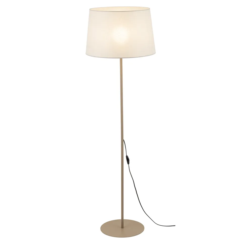 Piantana stelo sabbia paralume in tessuto beige