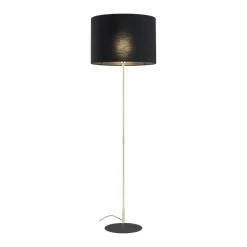 Piantana stile contemporaneo oro lucido paralume nero