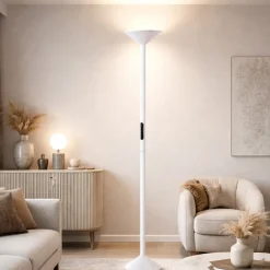 Piantana tratto bianca fabas luce led 50w 2700k 3200k 4000k moderna