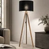 Piantana tre piedi di legno noce paralume lino nero