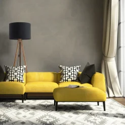 Piantana tre piedi di legno noce paralume lino nero