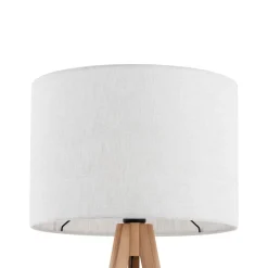 Piantana tre piedi in legno pino scandinavo con paralume lino