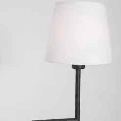 Piantane da salotto minimalista metallo nero paralume bianco