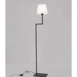 Piantane da salotto minimalista metallo nero paralume bianco