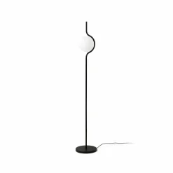 Piantane da terra vetro nero opaco vetro bianco led 3000k dimmerabile