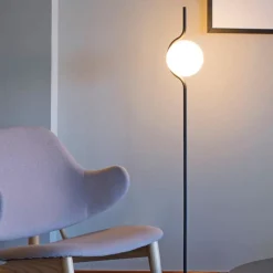 Piantane da terra vetro nero opaco vetro bianco led 3000k dimmerabile