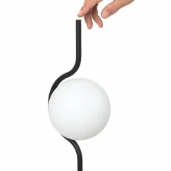 Piantane da terra vetro nero opaco vetro bianco led 3000k dimmerabile