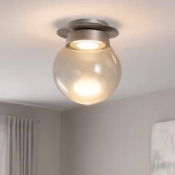 Piccola plafoniera moderna da cucina miloox jotto grigio sfera vetro trasparente