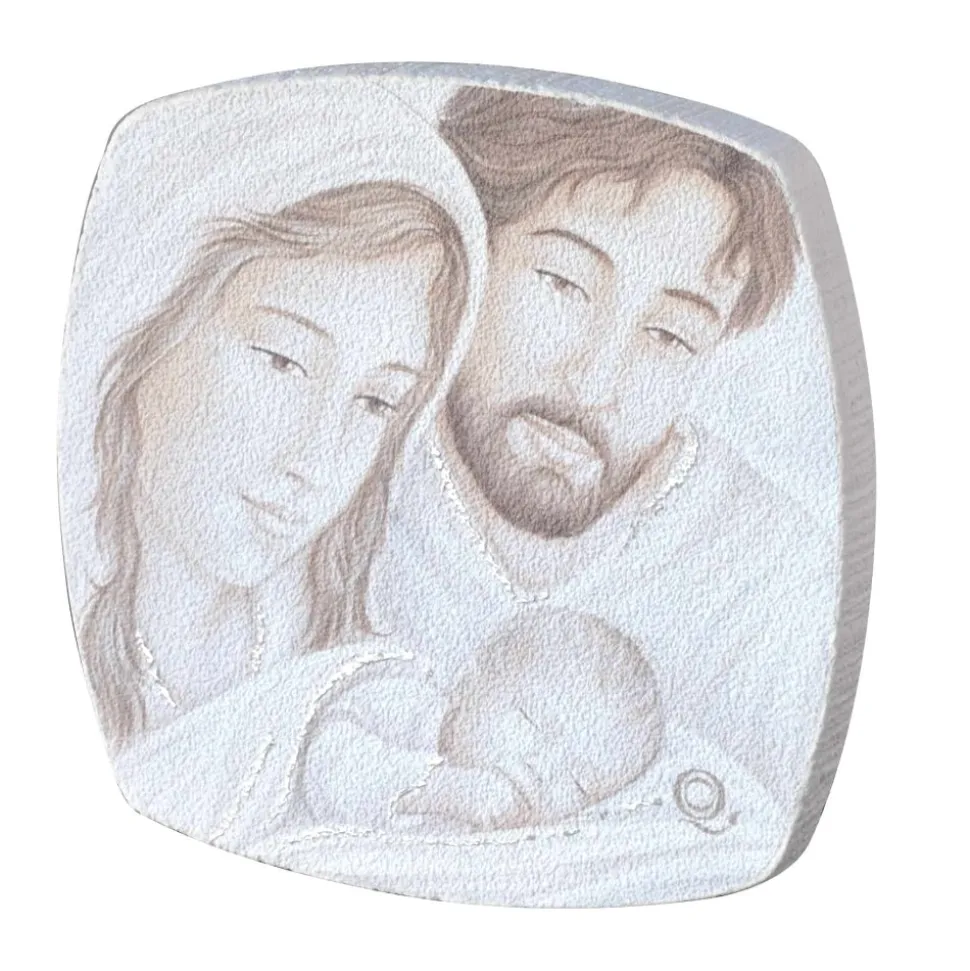 Piccolo capezzale capoletto da comodino 10x10cm sacra famiglia