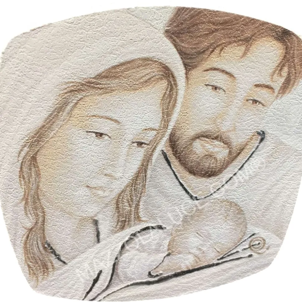 Piccolo capezzale capoletto da comodino 10x10cm sacra famiglia