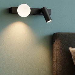 Ping pong ap applique per camera da letto nera doppia luce ideal lux