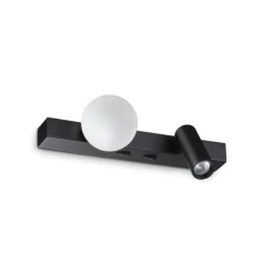 Ping pong ap applique per camera da letto nera doppia luce ideal lux