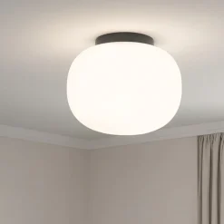 Plafoniera cucina moderna nera vetro bianco 19cm miloox bombo