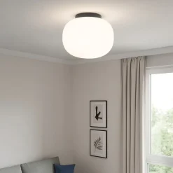 Plafoniera cucina moderna nera vetro bianco 19cm miloox bombo
