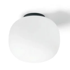 Plafoniera cucina moderna nera vetro bianco 19cm miloox bombo