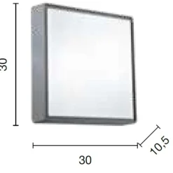 Plafoniera da esterno 30cm quadrata grigio ondaluce