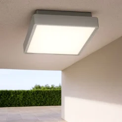 Plafoniera da esterno grigio 22cm quadrata ondaluce