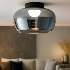 Plafoniera in vetro specchiato fume led 3000k dimmerabile perenz kave