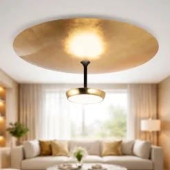 Plafoniera led nero oro moderna yuko fabas luce per soggiorno