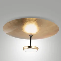 Plafoniera led nero oro moderna yuko fabas luce per soggiorno
