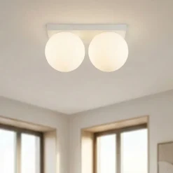 Plafoniera led 16w 3000k moderna bianca sfere di vetro dot perenz