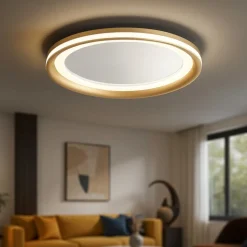 Plafoniera led 38w 3000k oro miro perenz tonda moderna