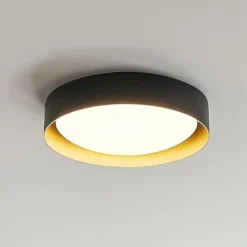 Plafoniera led 12w 3000k rotonda nero oro crew 2 linea light