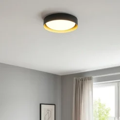 Plafoniera led 12w 3000k rotonda nero oro crew 2 linea light
