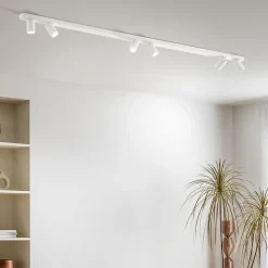 Plafoniera lunga 200cm oddy perenz bianca con 6 spot orientabili