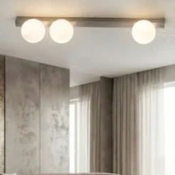 Plafoniera moderna grigio titanio con sfere snooky perenz
