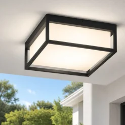 Plafoniera nera da esterno quadrata moderna top light osaka