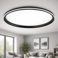 Plafoniera nera isy fabas luce led 64w 2700k 3200k 4000k per soggiorno