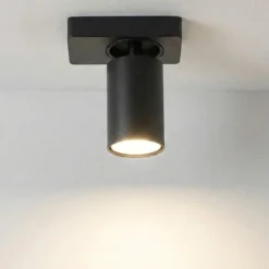 Plafoniera nera oddy perenz cilindro spot orientabile