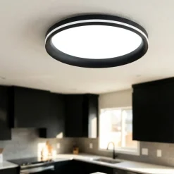 Plafoniera nera tonda led 52w 2700k 3200k 4000k isy fabas luce moderna