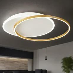 Plafoniera obit led 43w 3000k bianco oro perenz illuminazione