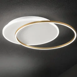 Plafoniera obit led 43w 3000k bianco oro perenz illuminazione
