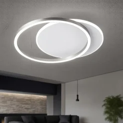 Plafoniera orbit perenz led 43w 3000k bianco grigio tonda moderna