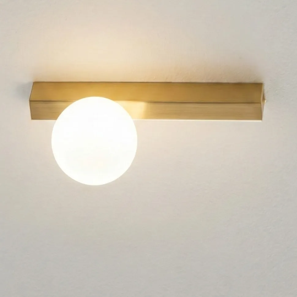 Plafoniera oro sfera bianca moderna snooky perenz illuminazione