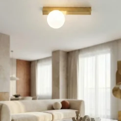 Plafoniera oro sfera bianca moderna snooky perenz illuminazione